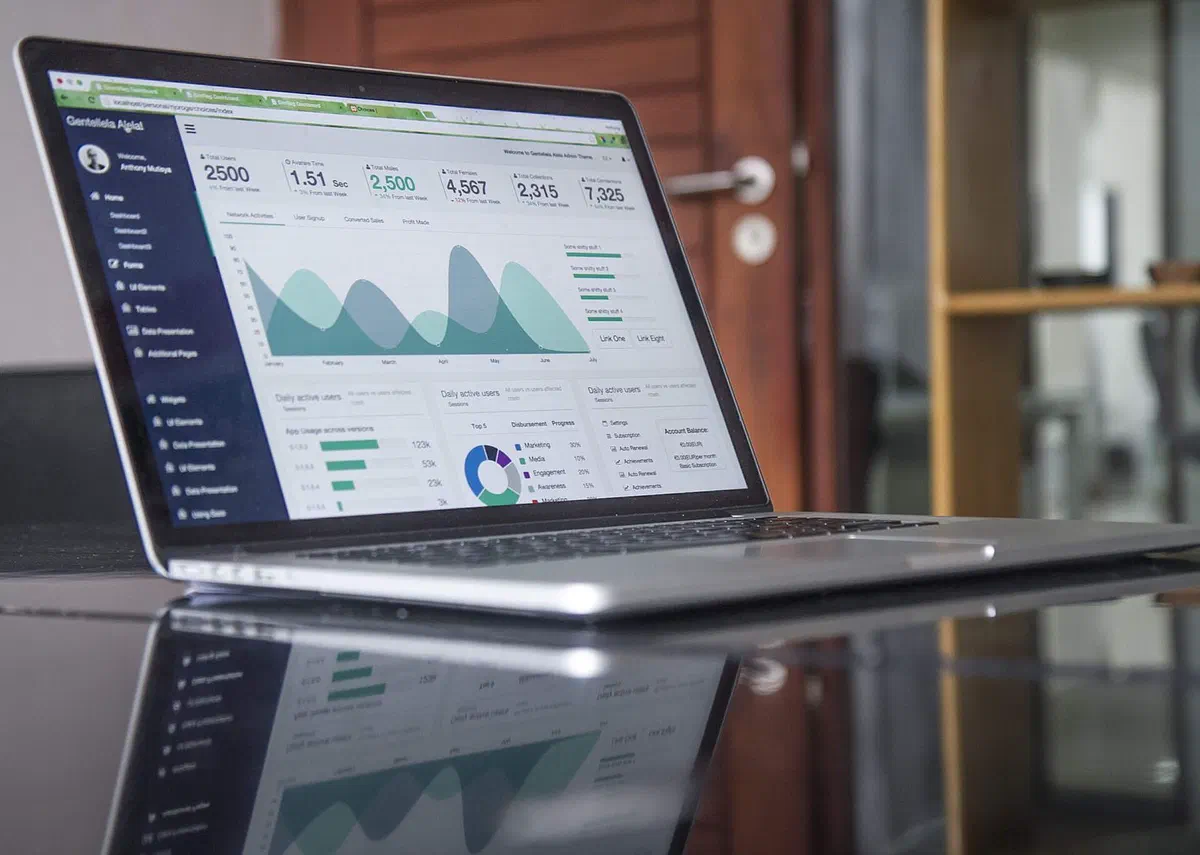 Laptop showing a customer data dashboard